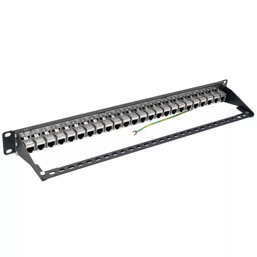 Tripp Lite N254-024-SH-6A 24-Port 1U Rack-Mount STP Shielded Cat6a Feedthrough Patch Panel, RJ45 Ethernet, TAA