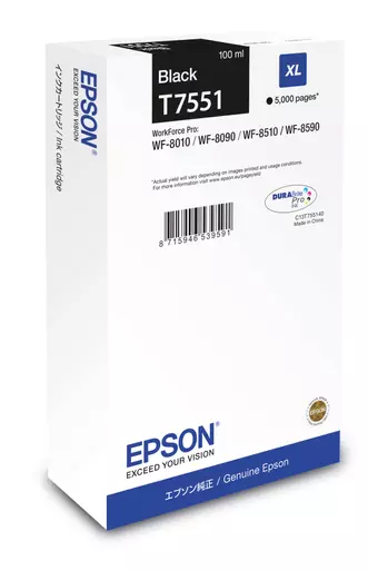 Epson C13T755140/T7551 Ink cartridge black, 5K pages 100ml for Epson WF 6530/8090/8510