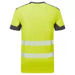 SYH-353C-System-Hi-Vis-Eco-CottonCool-Yellow-Navy-T-Shirt-Front-Back straight on With Segmented Tape.png
