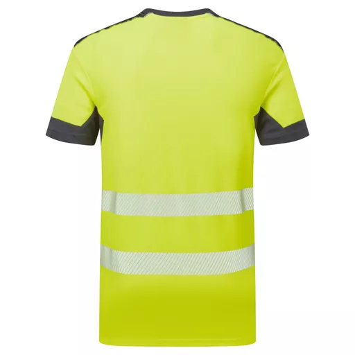 SYH-353C-System-Hi-Vis-Eco-CottonCool-Yellow-Navy-T-Shirt-Front-Back straight on With Segmented Tape.png