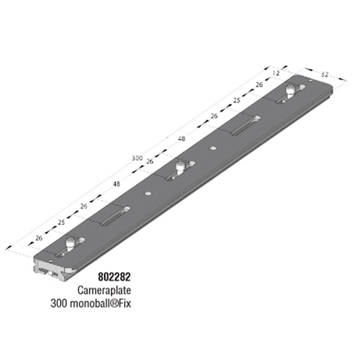 Arca Swiss MonoballFix 300 plate with 4 fixing steps 1/4 ", Length 300mm x Width 32mm; center distance 20-270mm