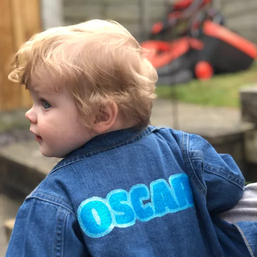Denim Jacket with Sparkle Name
