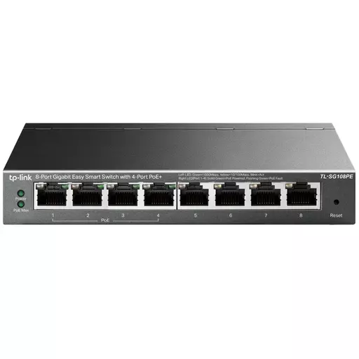 TP-Link TL-SG108PE network switch Managed L2 Gigabit Ethernet (10/100/1000) Power over Ethernet (PoE) Black