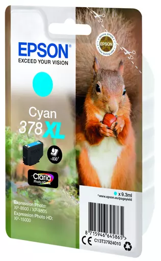 Epson C13T37924010/378XL Ink cartridge cyan high-capacity, 830 pages 9,3ml for Epson XP 15000/8000