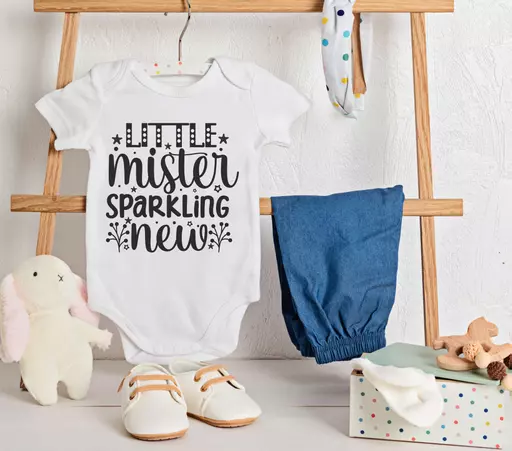 Personalised 'Little Mister Sparkling New' Babygrow