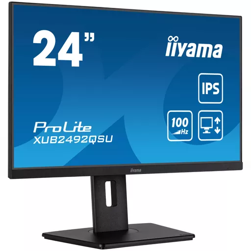 iiyama ProLite 24” QHD IPS technology panel with USB hub, 100Hz refresh rate and height adjustable stand