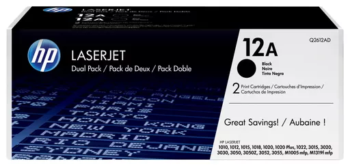 HP Q2612AD/12AD Toner cartridge black twin pack, 2x2K pages/5% Pack=2 for Canon LBP-3000