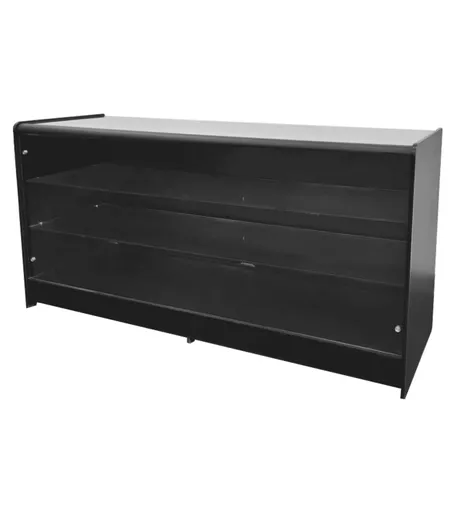 Black Full Glass Display Counter with Doors - 1800mm x 600mm x 900mm