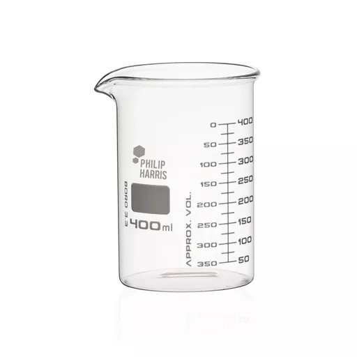 Philip Harris Glass Beaker - Squat Form - 400ml - Pack of 6