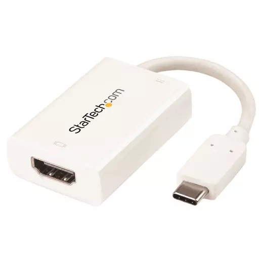 StarTech.com USB C to HDMI 2.0 Adapter with Power Delivery - 4K 60Hz USB Type-C to HDMI Display Video Converter - 60W PD Pass-Through Charging Port - Thunderbolt 3 Compatible - White