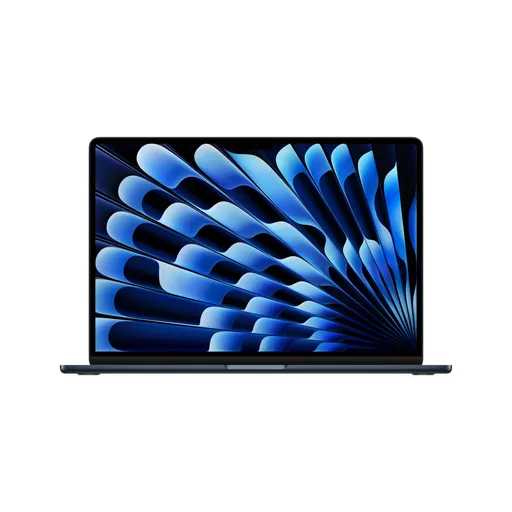 Apple MacBook Air 15", Midnight, M3 chip with 8‑core CPU, 10‑core GPU, 16‑core Neural Engine, 16GB unified memory, 256GB SSD storage, Backlit Magic Keyboard with Touch ID - British, 35W Dual USB-C Power Adapter, UK Power Supply