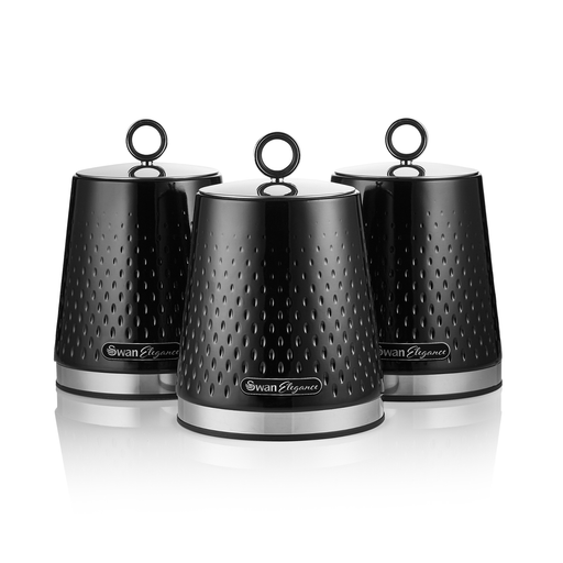 Swan Black Elegance Set Of 3 Canisters