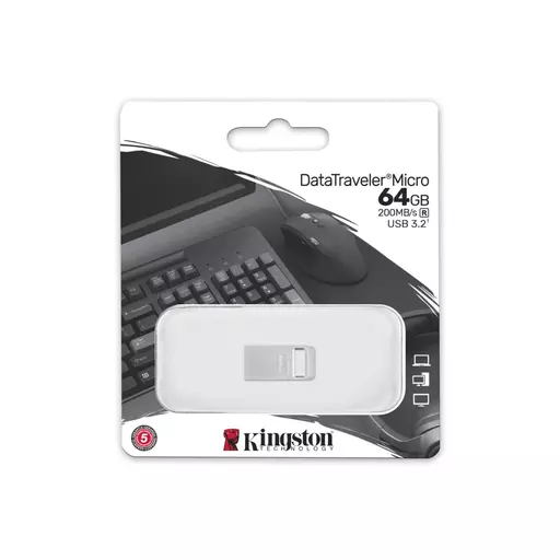 Kingston Technology DataTraveler Micro USB flash drive 64 GB USB Type-A 3.2 Gen 1 (3.1 Gen 1) Silver