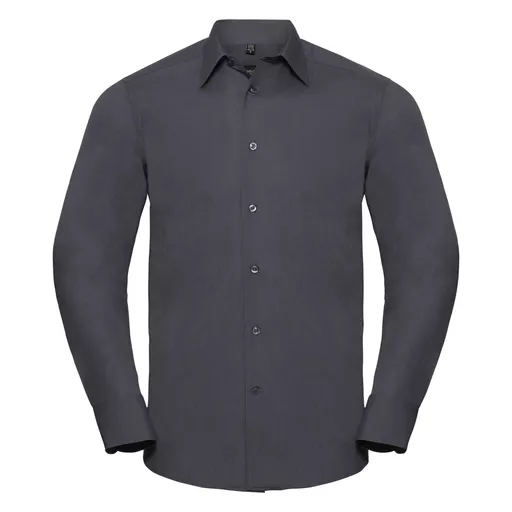 Men's Long Sleeve Polycotton Easy Care Tailored Poplin Shirt