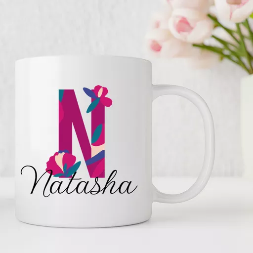 Personalised Initial Flower Mug