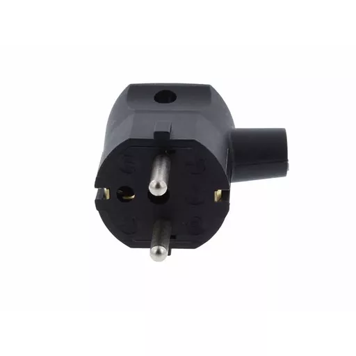 Angled Schuko Plug (with large S/R Ø1.5mm²), 16A, Black