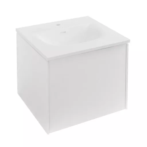 Chedworth 50cm x 40cm Wall Hung Vanity Unit Single Drawer - High Gloss White
