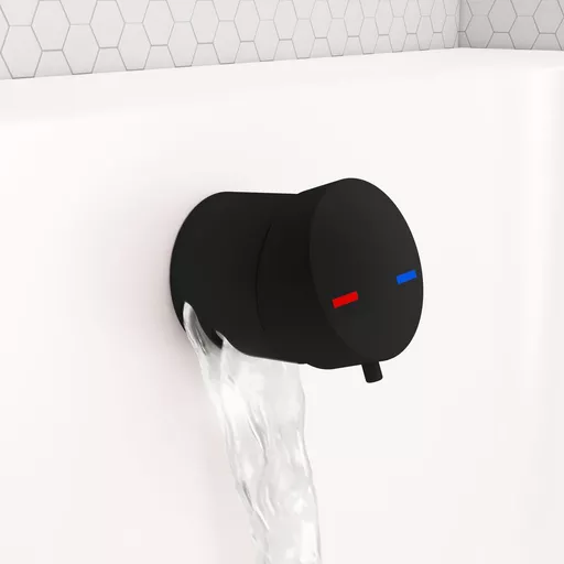 Bath Mixer Filler Tap with Push Button waste (WRAS approved) Black
