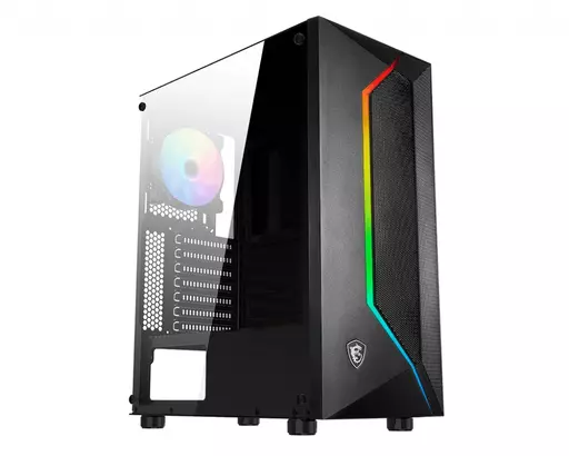 MSI MAG VAMPIRIC 100R 'V100R' Mid Tower Gaming Computer Case 'Black, 1x 120mm ARGB PWM Fan, 1x 120mm PWM Fan, RGB Front Panel, Tempered Glass Panel, ATX, mATX, mini-ITX'