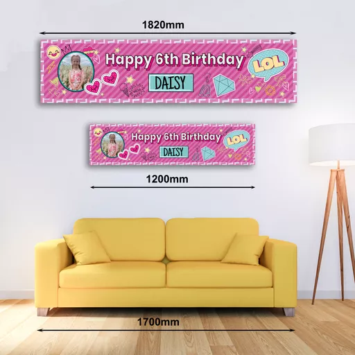 Personalised Banner - Pink Surprise Banner with Photo