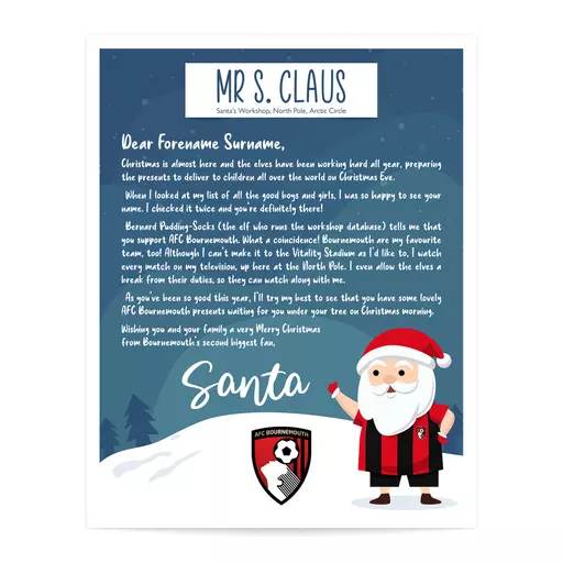 AFC Bournemouth Personalised Letter from Santa