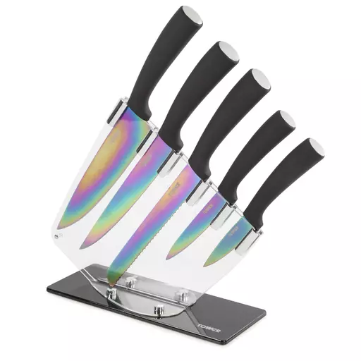 5 Piece Titanium Knife Set with Stand