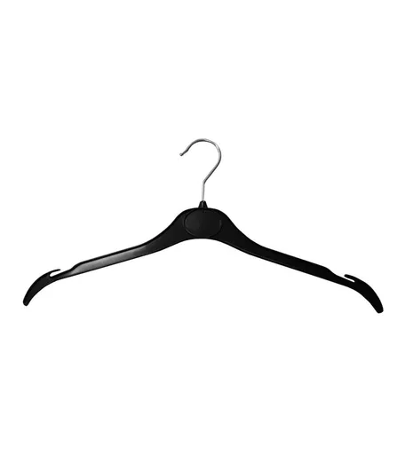 Ladies Economy Top Black Plastic Hanger with Shoulder Notches - 400mm