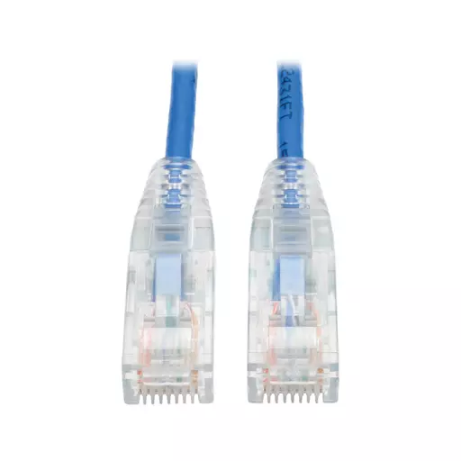 Tripp Lite N201-S01-BL Cat6 Gigabit Snagless Slim UTP Ethernet Cable (RJ45 M/M), PoE, Blue, 1 ft. (0.31 m)