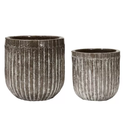 Planter, Pharao, Grey/Brown, Set of 2