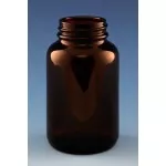 Bottle, Powder Bottle, Amber, Black Screw Cap, Capacity 30ml, Thread R3/33, Durable And Reusable, Soda Glass (Type III)