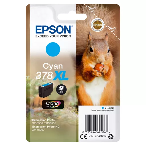 Epson C13T37924010/378XL Ink cartridge cyan high-capacity, 830 pages 9,3ml for Epson XP 15000/8000