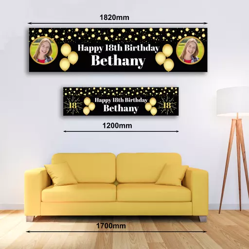 Personalised Banner - Age Birthday Gold