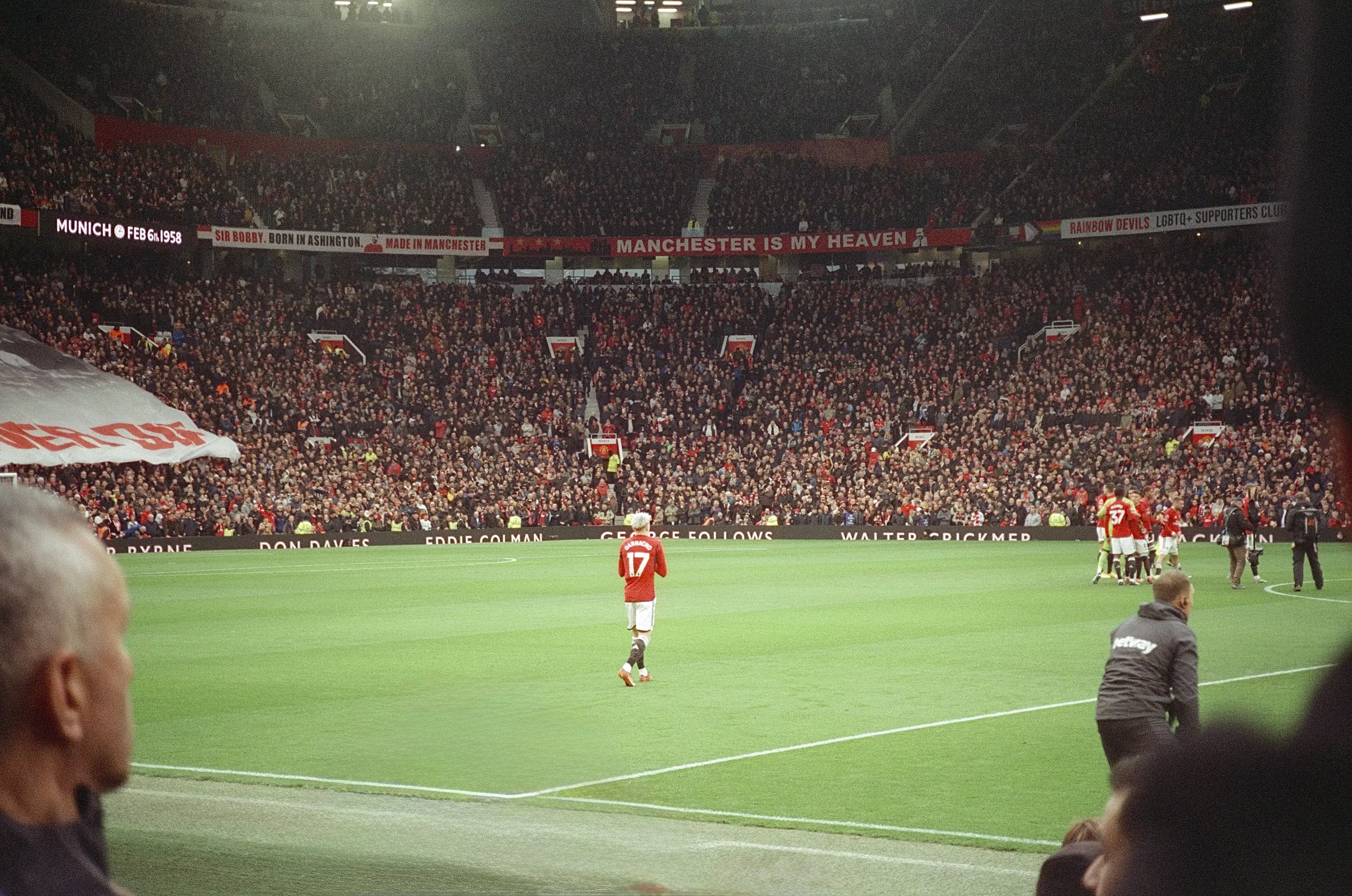 Garnacho walking onto the pitch at Old Trafford