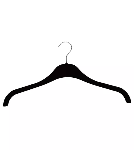 Single Black Plastic Hanger with Rubber Shoulder Grips - 410mm