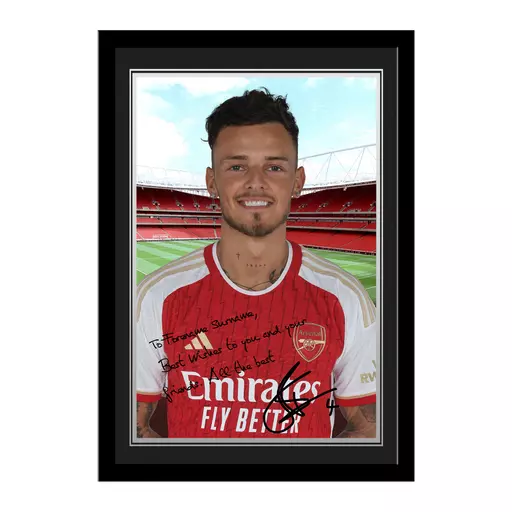 Arsenal FC White Autograph Photo Framed