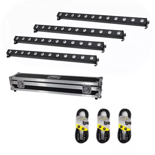 LEDJ12Q5 RGBW Batten Black with Flight Case Bundle