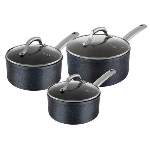 Tower TruStone 3 Piece Saucepans Violet Black Violet/black
