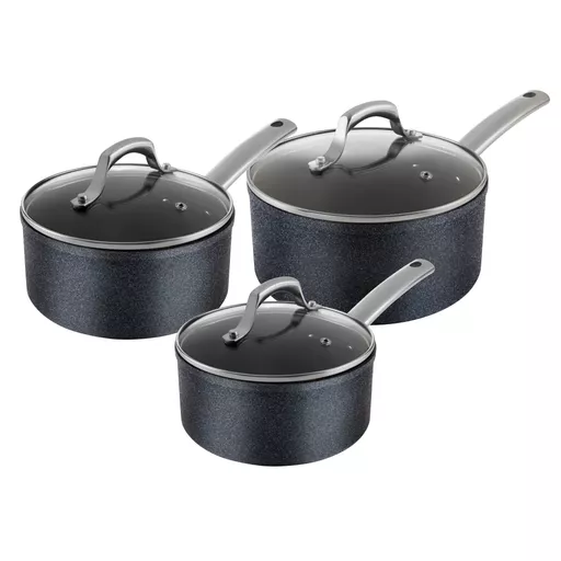 TruStone 3 Piece Saucepans Violet Black