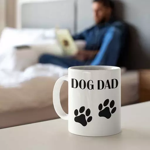 Personalised Dog Dad Mug with Paw Prints - Add Name & Message