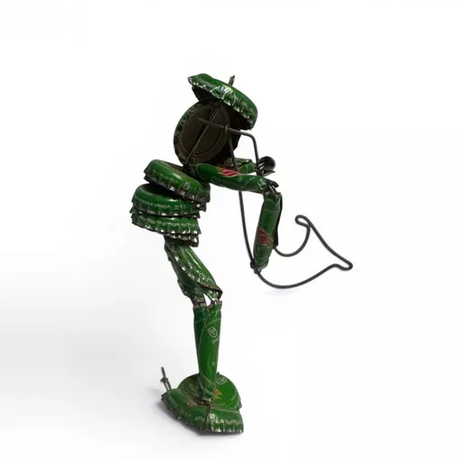 Wire and Bottlecap recycled  saxophone player