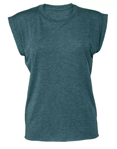 Women's Flowy Muscle Tee with Rolled Cuff