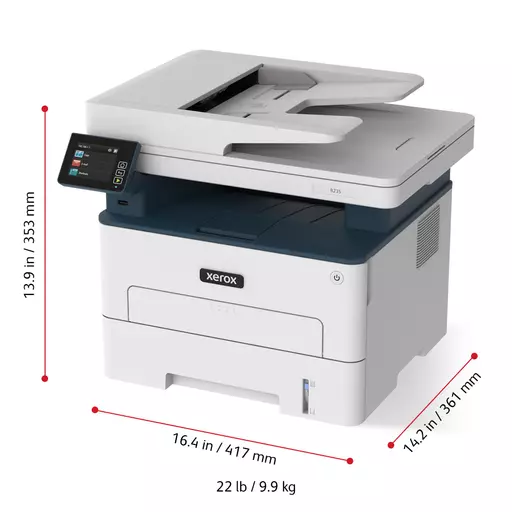 Xerox B235 Multifunction Printer, Print/Scan/Copy/Fax, Black and White Laser, Wireless, All In One