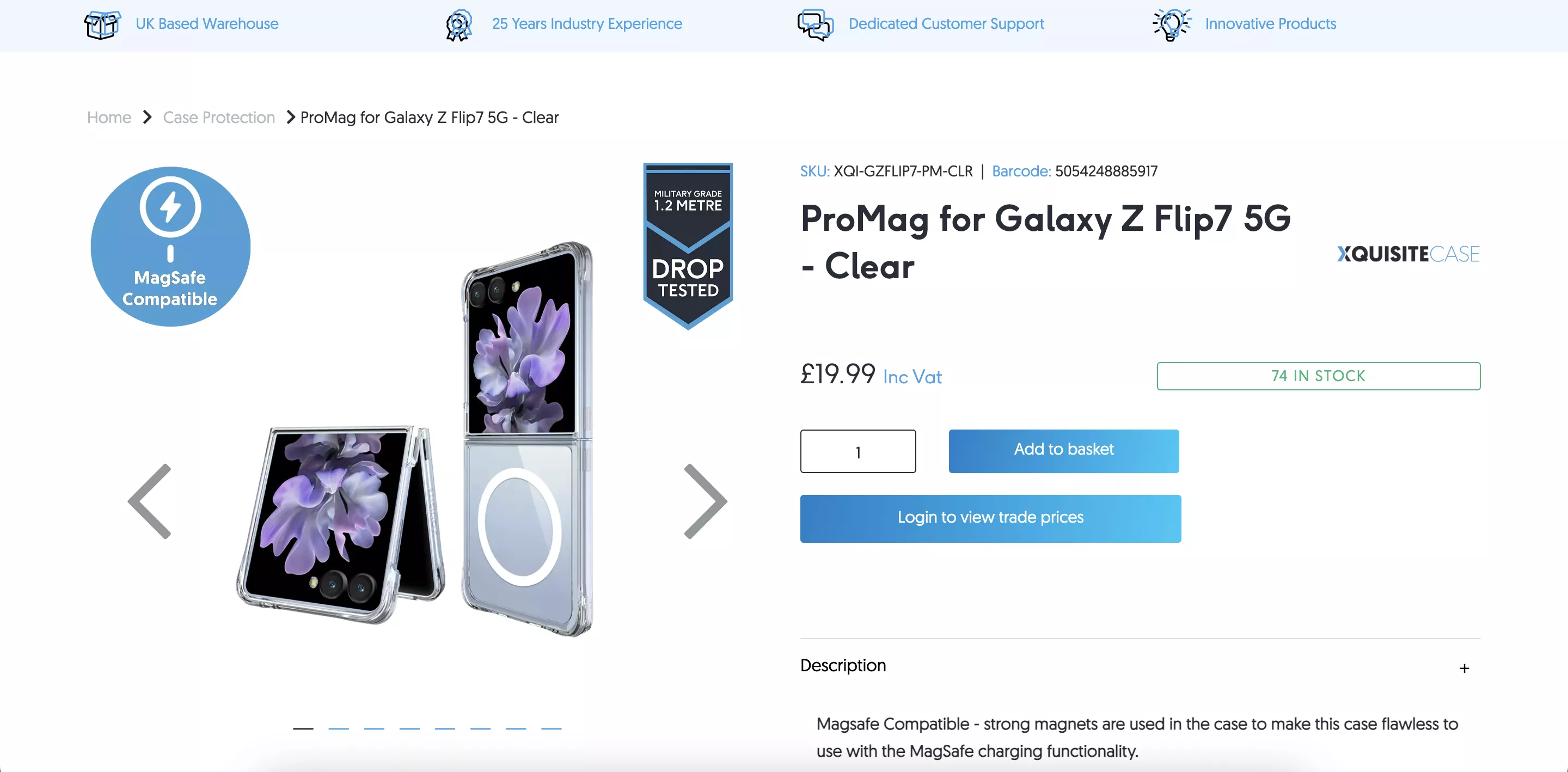 screenshot of Techpoint Distribution Ltd website product page