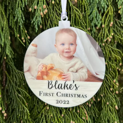 Personalised Photo First Christmas Tree Decoration