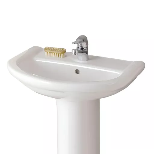 Pluton 60cm x 50cm 1 Tap Hole Ceramic Basin with Overflow - White