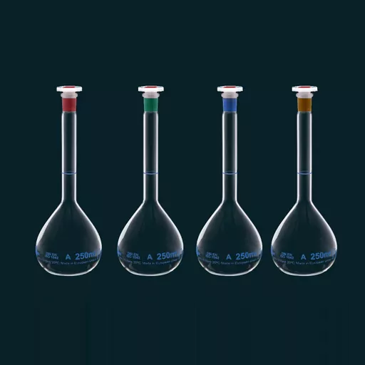 Volumetric Flask 1000ml with PE Stopper and Blue Neck PK 2