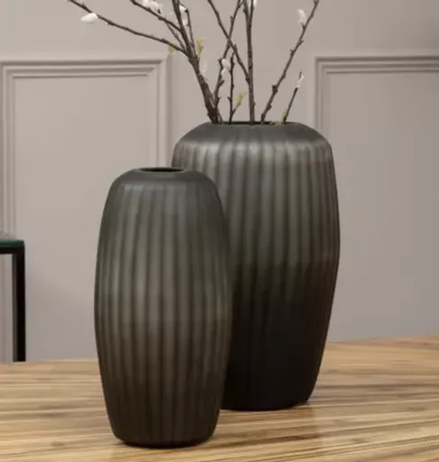 Ribbed Vase, Sergio, Grey, Small