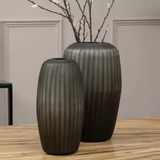 Ribbed Vase, Sergio, Grey, Small