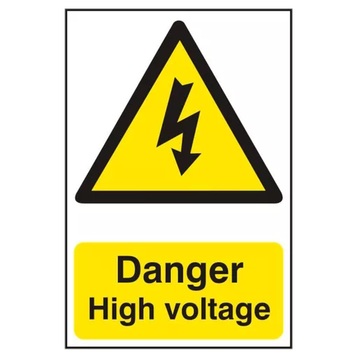 ASEC `Danger High Voltage` 200mm x 300mm PVC Self Adhesive Sign