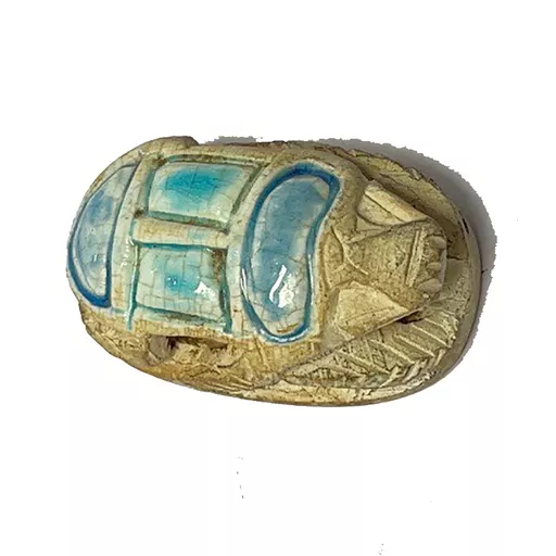 Medium White glazed Carved Scarab